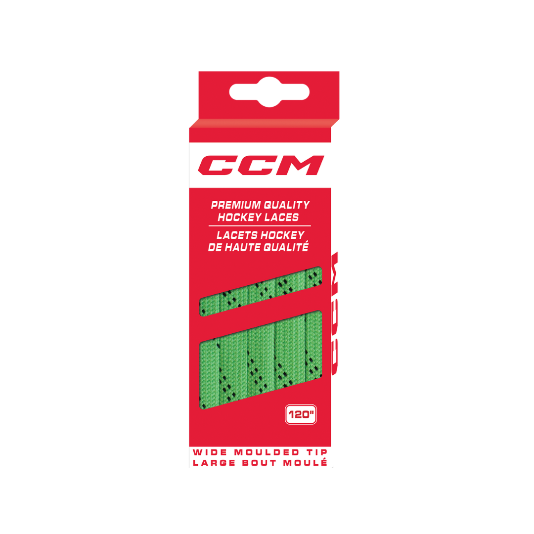 CCM Non Waxed Lime Green Hockey Laces | Primo X Hockey