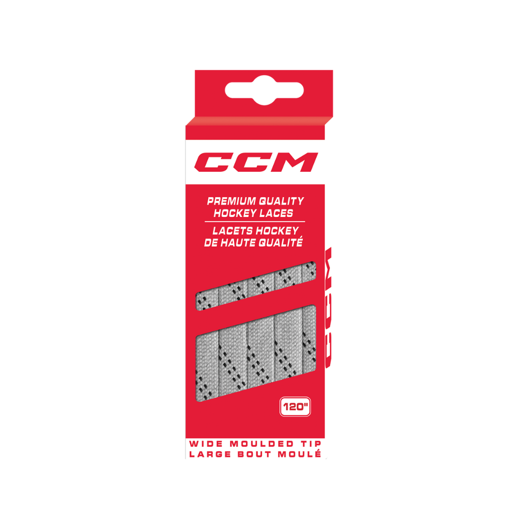 CCM Non Waxed Silver Grey Hockey Laces | Primo X Hockey