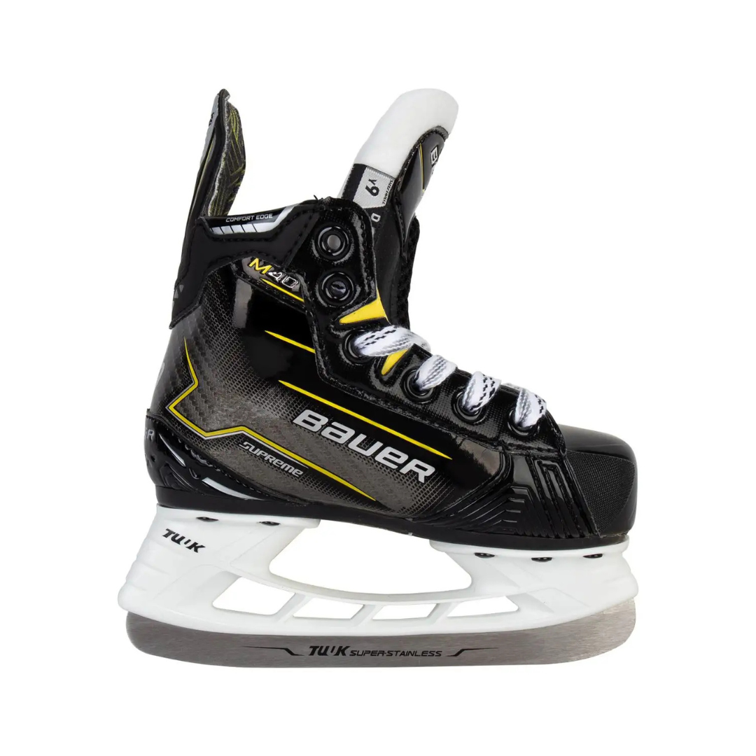 Pair of Bauer M40 Youth Skates in black and yellow.