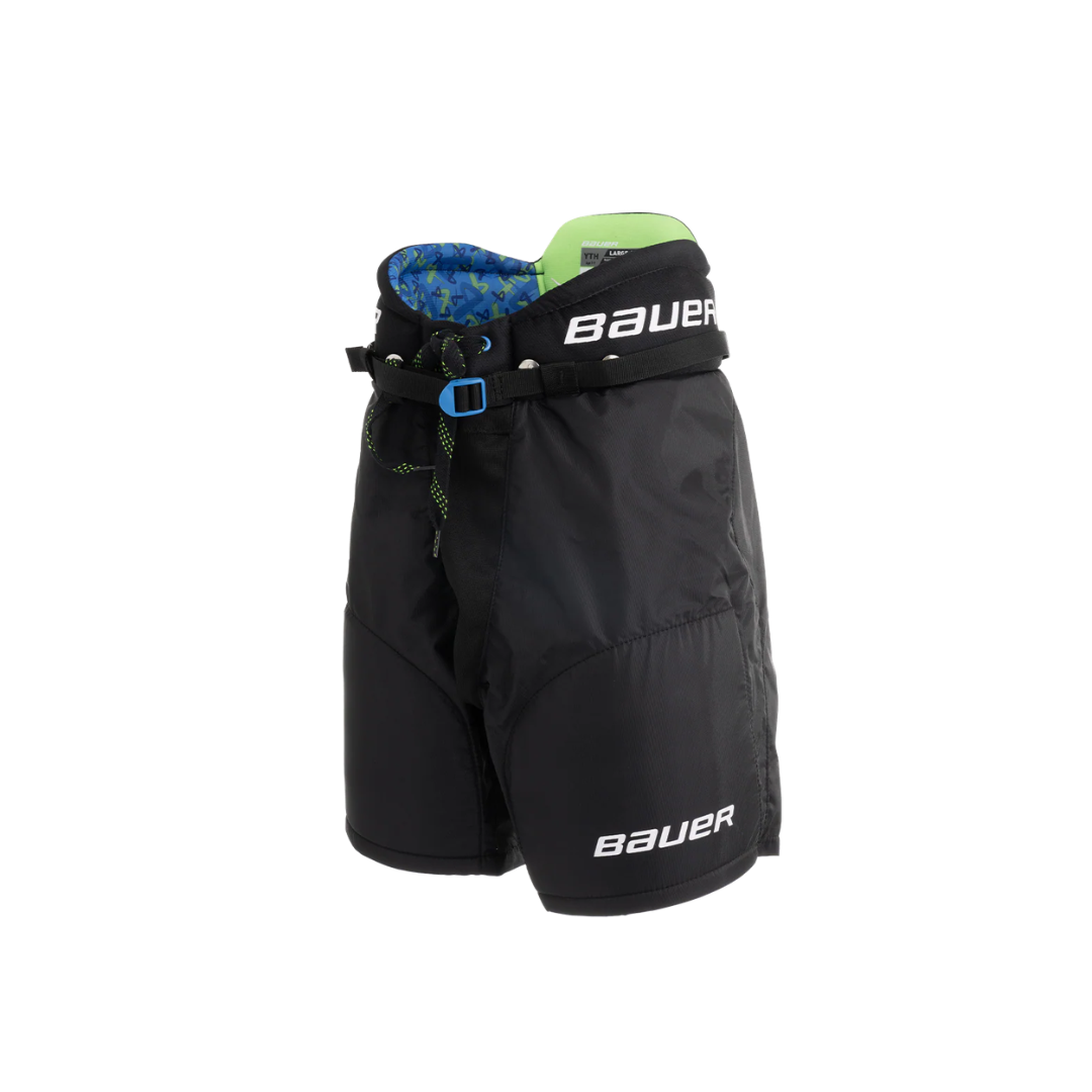 Bauer X black hockey pants with white logo.
