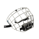"Bauer I" hockey cage mask made with carbon steel wire in the color silver.