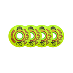 Four "Trickster XX" green and red indoor roller hockey wheels