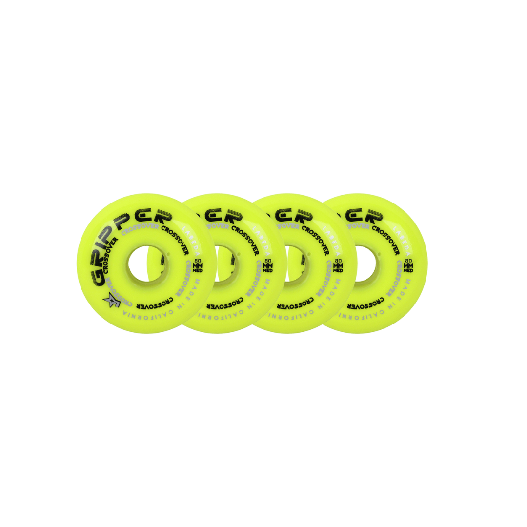 Labeda Gripper Yellow Outdoor Roller Hockey Wheels (80A) - 4 Pack