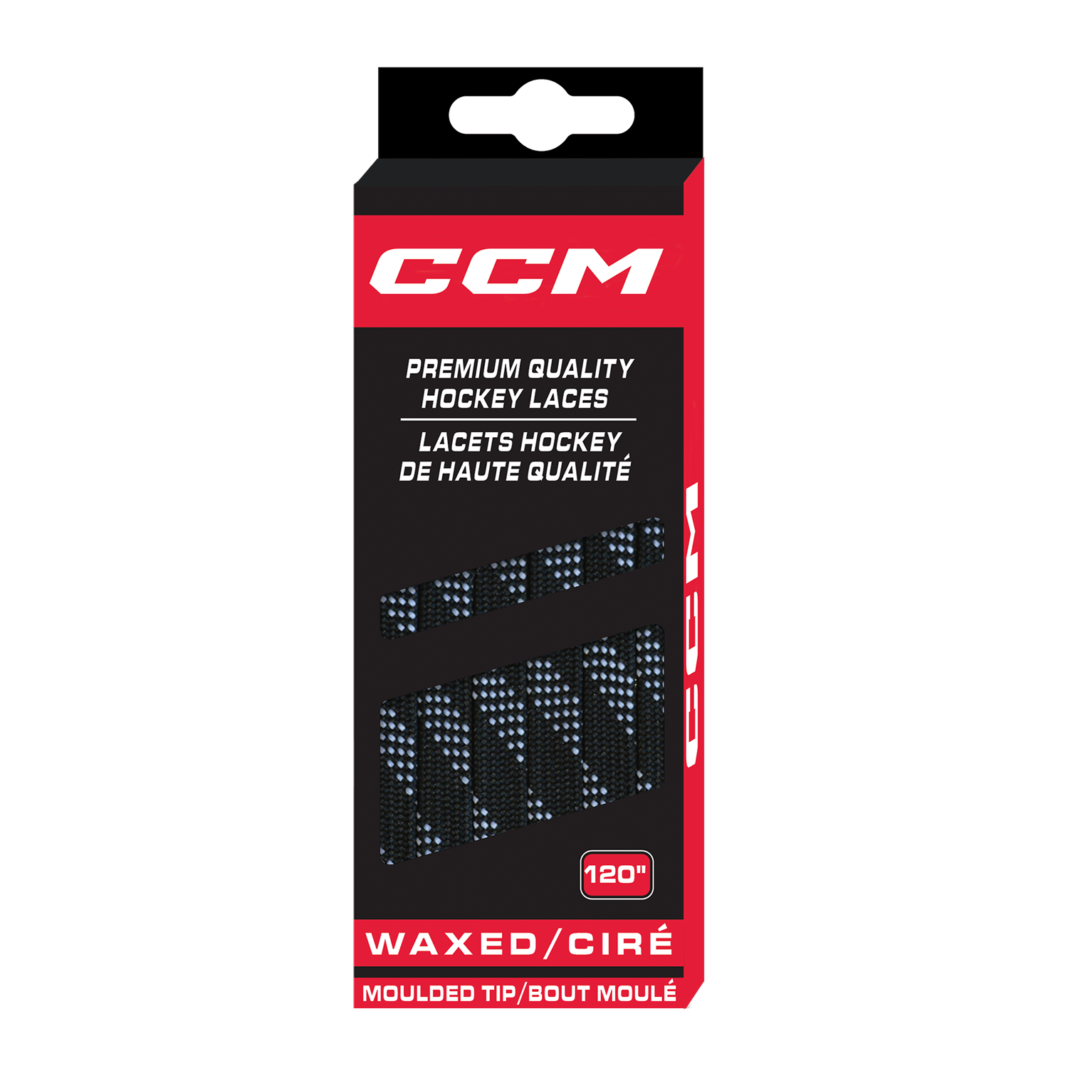Black CCM Waxed Moulded Tipped Laces | Primo X Hockey