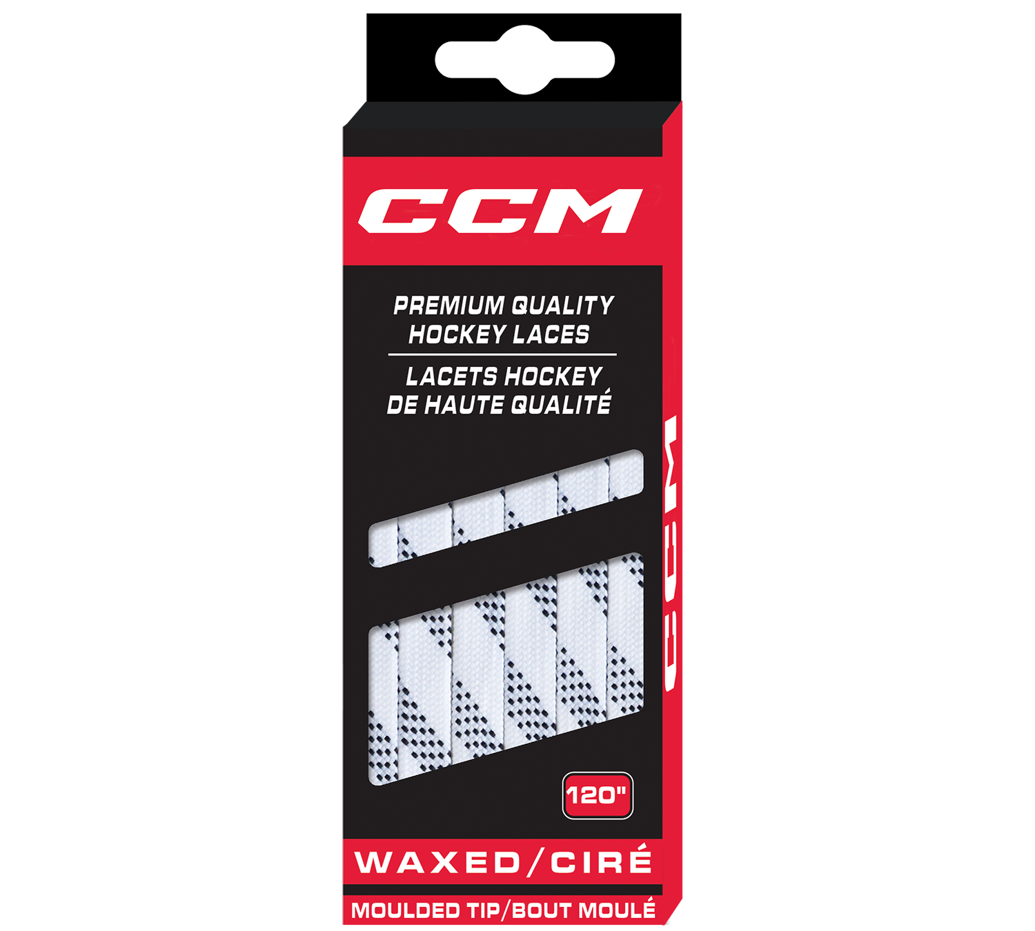 White CCM Waxed Moulded Tipped Laces | Primo X Hockey