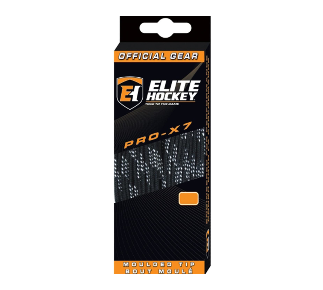 Black Elite Pro X7 Unwaxed Hockey Laces | Primo X Hockey