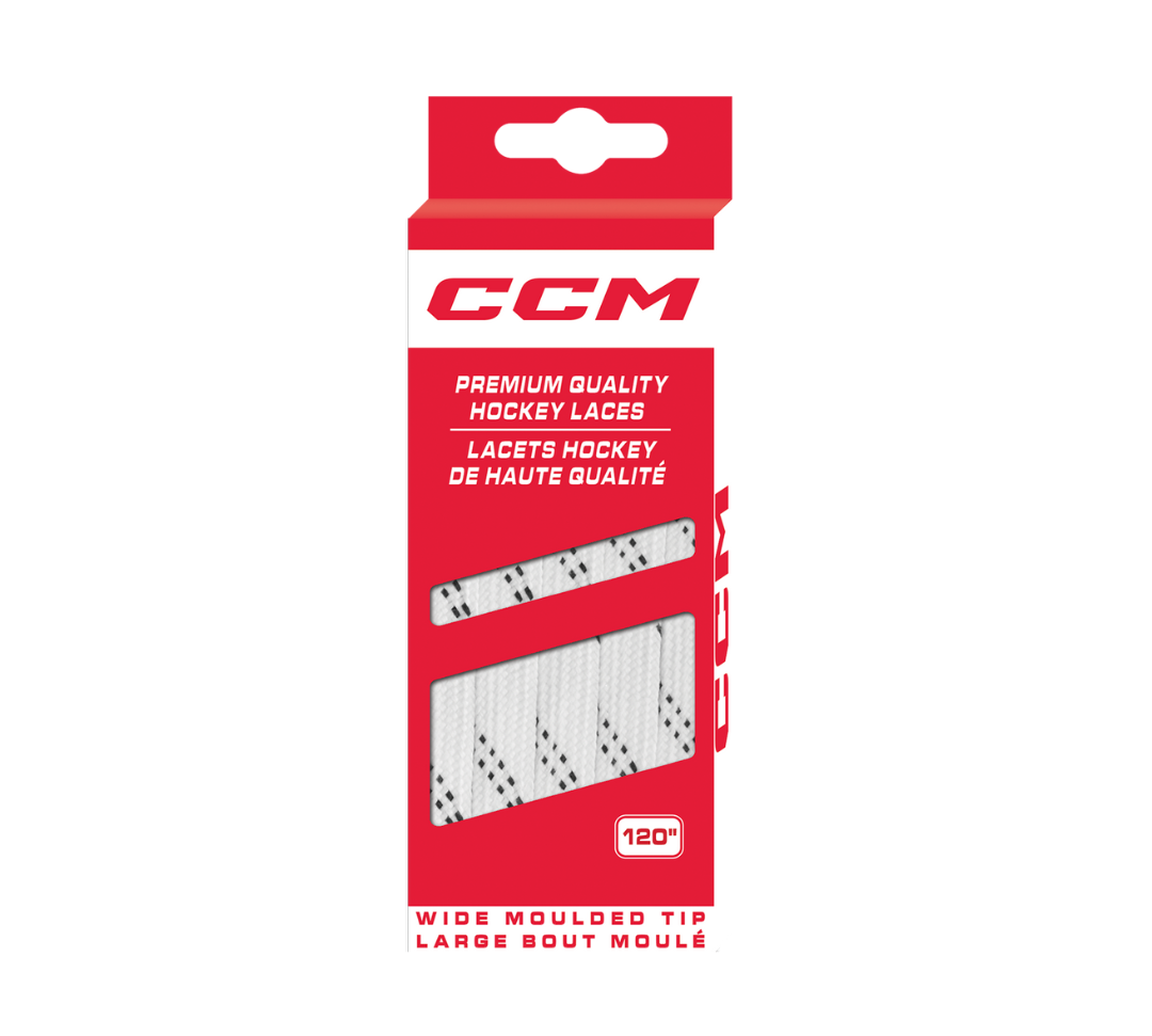 CCM Non Waxed White Hockey Laces | Primo X Hockey