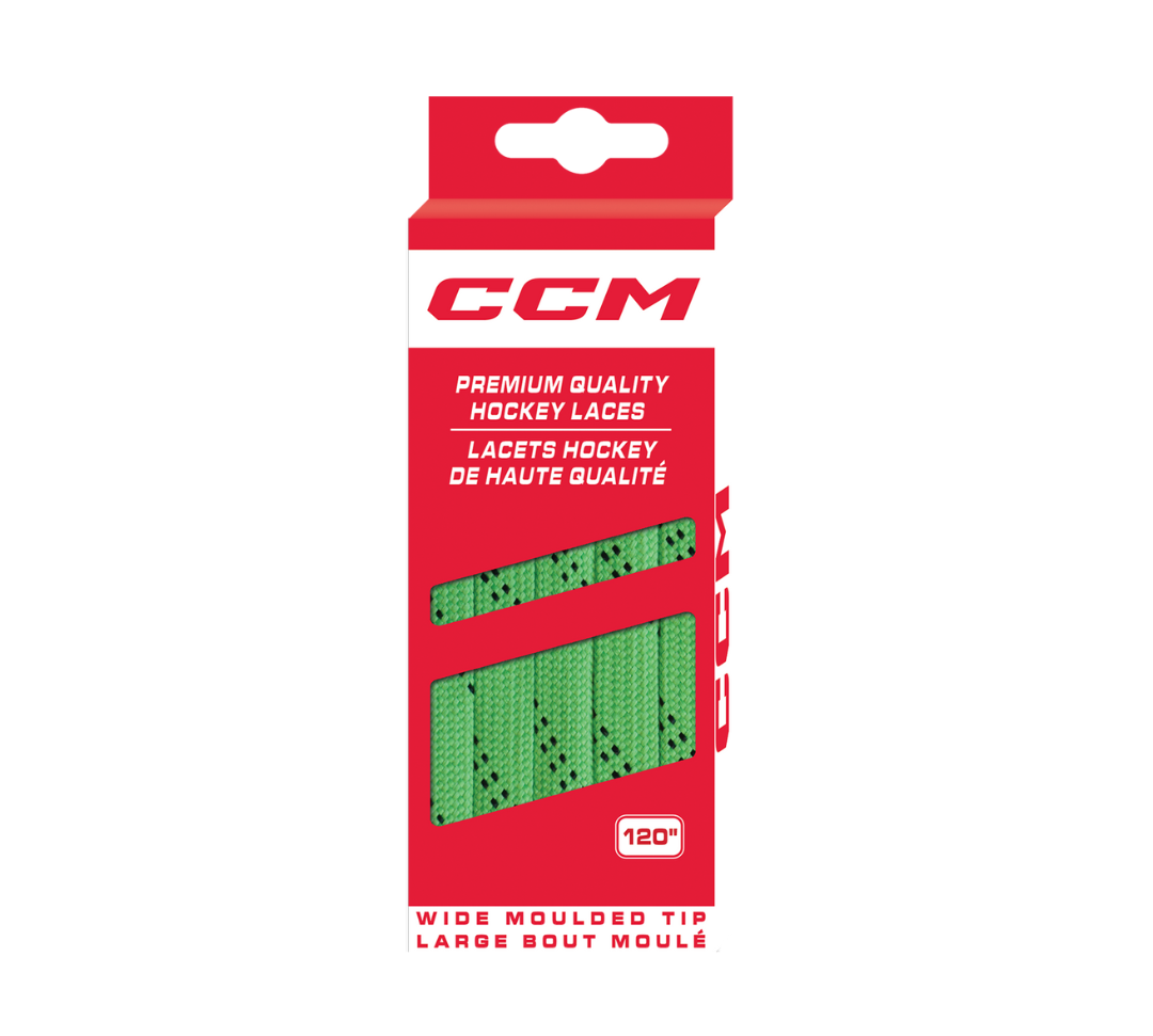 CCM Non Waxed Lime Green Hockey Laces | Primo X Hockey