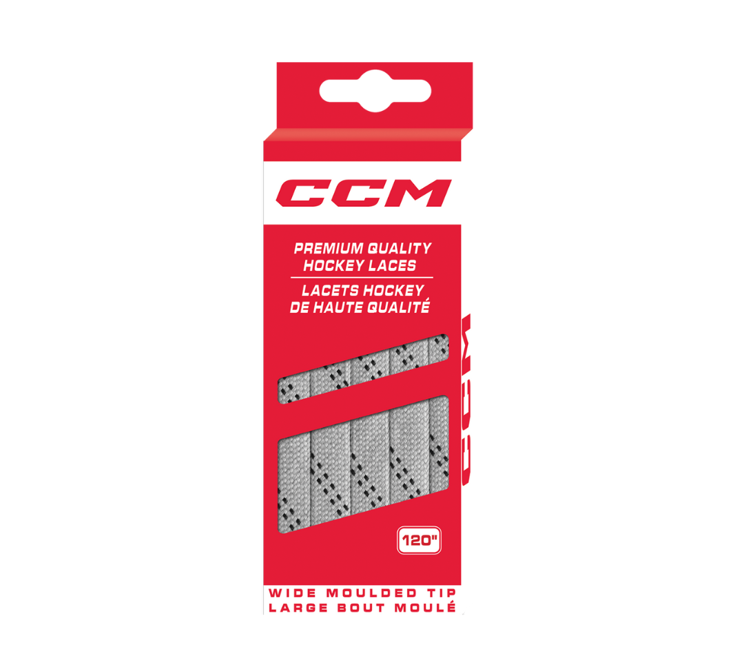 CCM Non Waxed Silver Grey Hockey Laces | Primo X Hockey